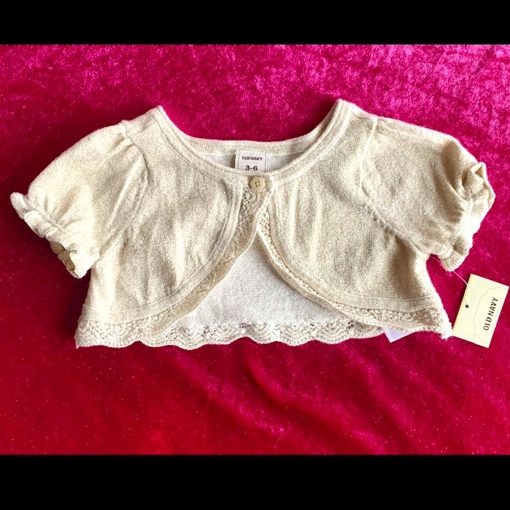 Baby Gold Bolero style sweater SIZE 3-6 mos. (NWT)